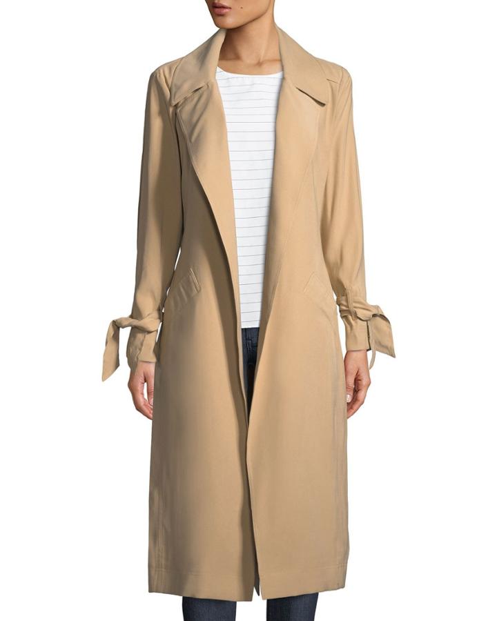 Tie-sleeve Belted Trench Coat