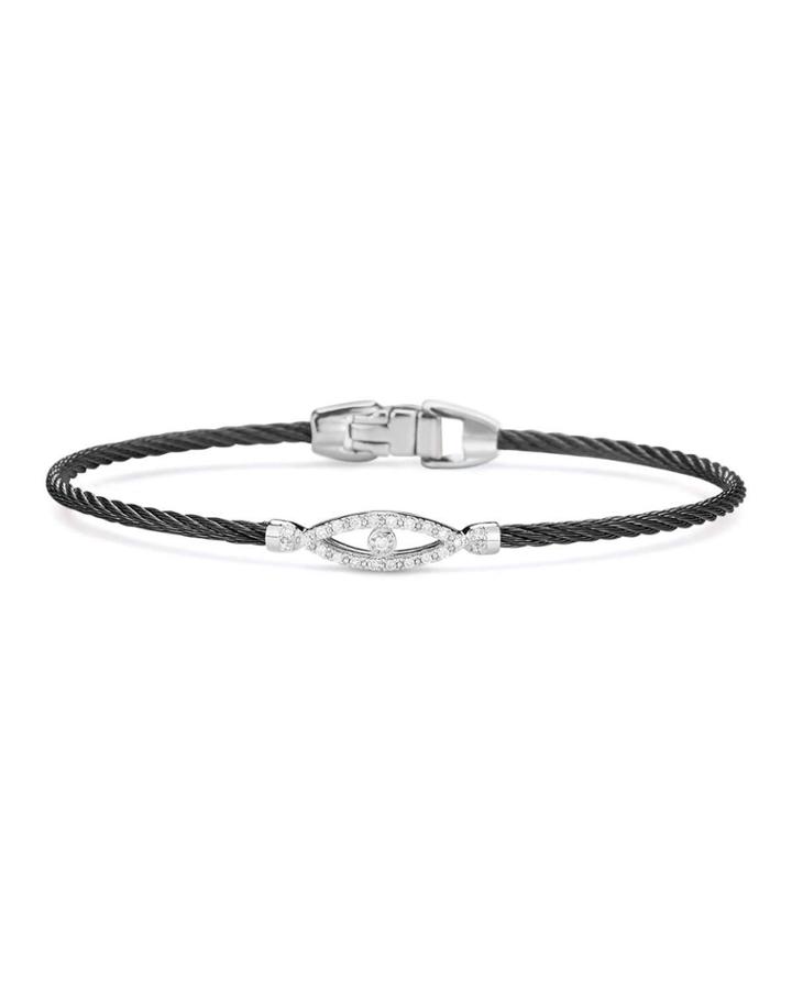 Diamond Evil Eye Cable Bracelet, Black