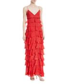 Iridescent Tiered Ruffle Gown