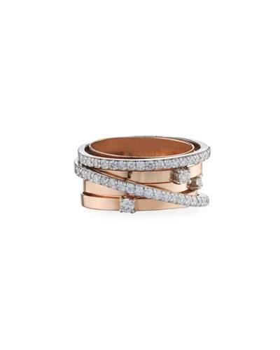14k Two-tone V Diamond Band Ring,