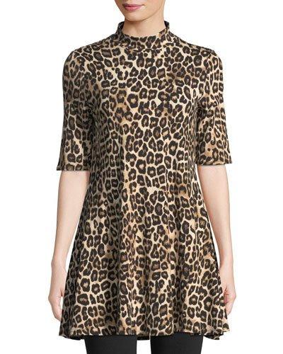 Half-sleeve Animal-print Tunic