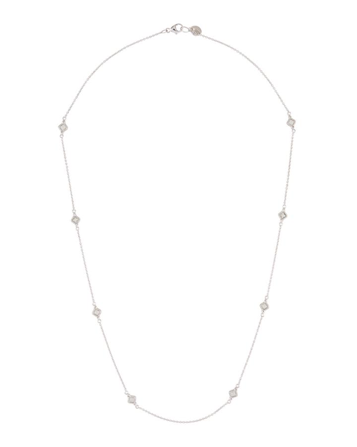 18k Lisse Delicate Cushion Necklace With White Topaz,