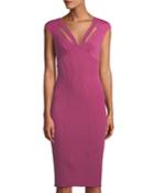 Joni Cap-sleeve V-cutout Fitted Dress