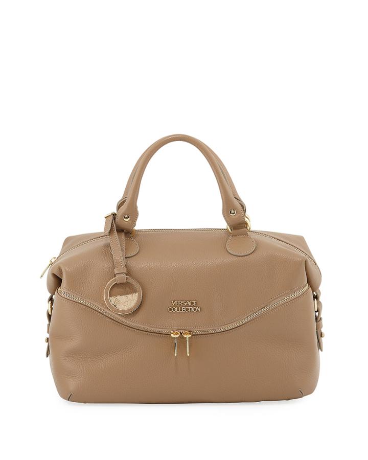 Pebbled Leather Shoulder Tote Bag