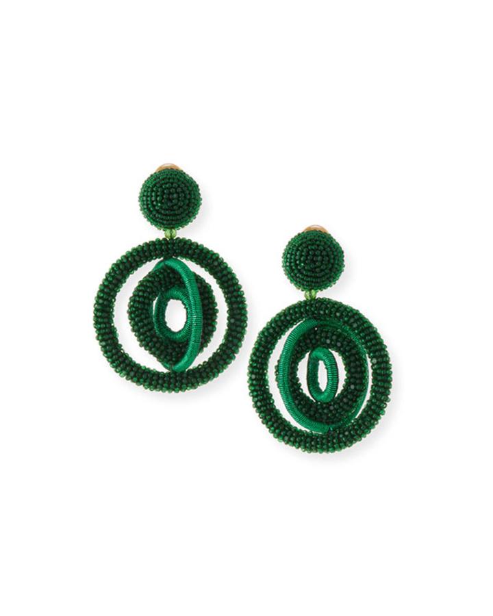 Triple Beaded Clip-on Hoop Earrings