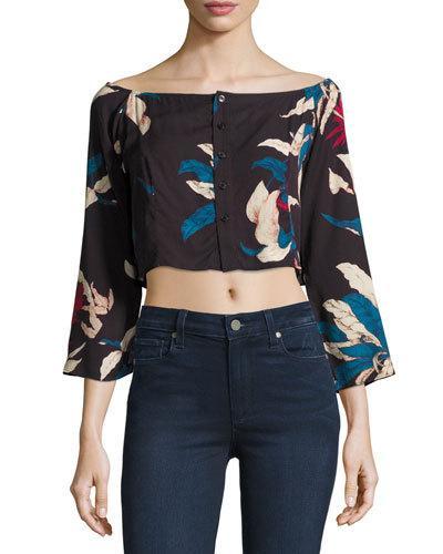 Francesca Floral-print Crop Top, Tropical
