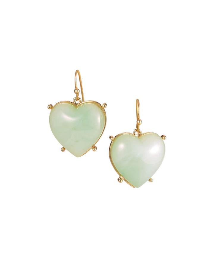 Heart-drop Earrings, Green