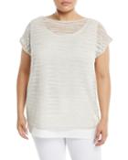 Cap-sleeve Shimmer-knit Tank,