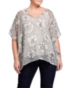Plus Size Floral V-neck Chiffon Caftan Top