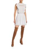 Lace Pintuck Short Dress With Ruffles