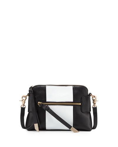 Emma Leather Crossbody Bag, Black/white