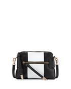 Emma Leather Crossbody Bag, Black/white