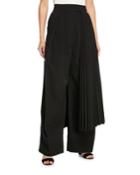 Wide-leg Pants With Pleated Half