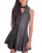 Girl's Zoey Sparkle Knit Cutout Dress,