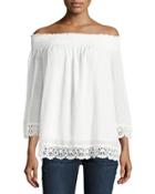 Off-the-shoulder Crochet-trim Top