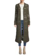 Loose-knit Cotton-blend Duster Cardigan
