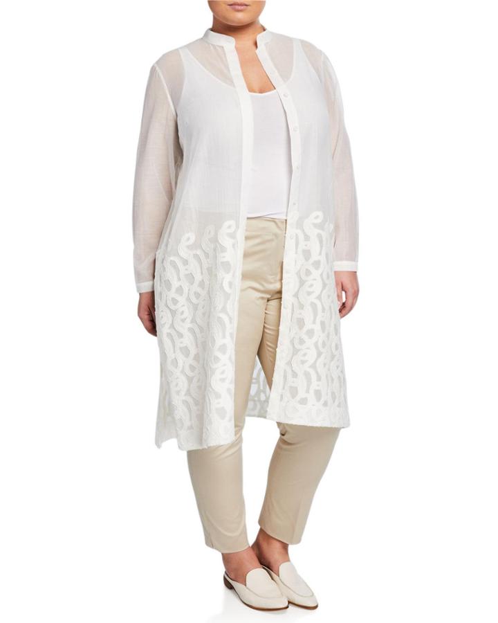 Plus Size Auden Scrolled Jacquard Duster Coat