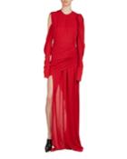 Sevilla Cold-shoulder Draped Silk Cocktail Dress