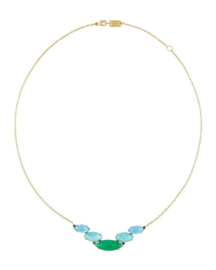 18k Prisma Multi-stone Cluster Front Necklace