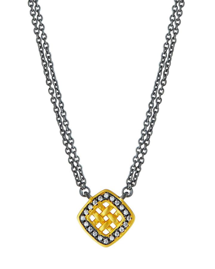 Lattice Motif Double-strand Pendant Necklace