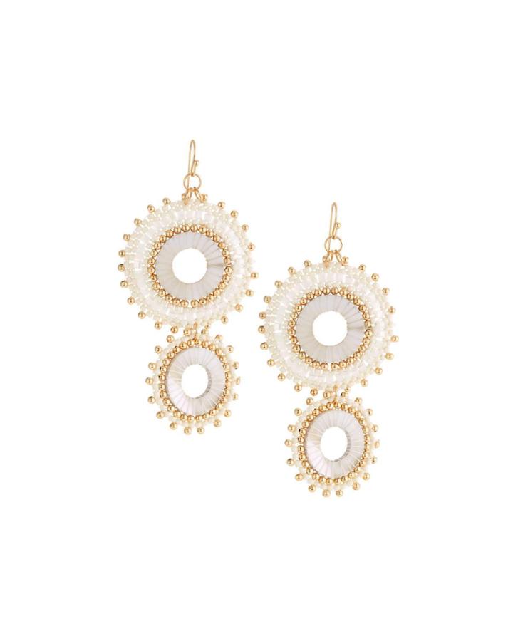 Double Pearl Circle Drop Earrings