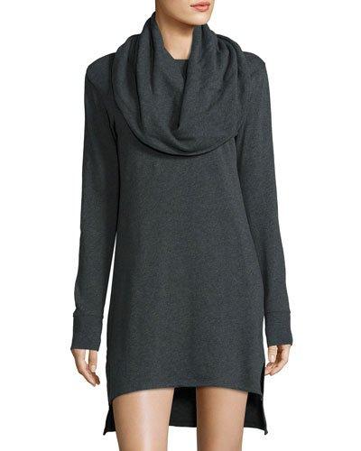 Madison Cowl-neck High-low Dress, Charcoal