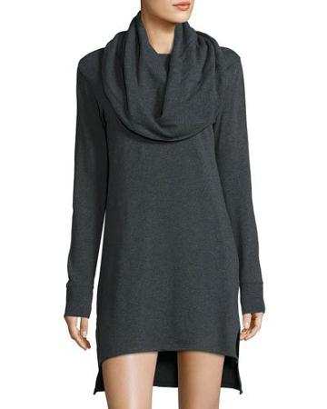 Madison Cowl-neck High-low Dress, Charcoal