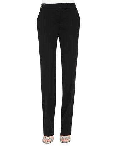 Tammanu Ring-detail Straight Leg Pants, Black