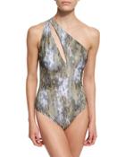 One-shoulder Camo-print One-piece