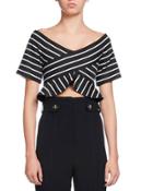 Striped Off-the-shoulder Cropped Blouse,