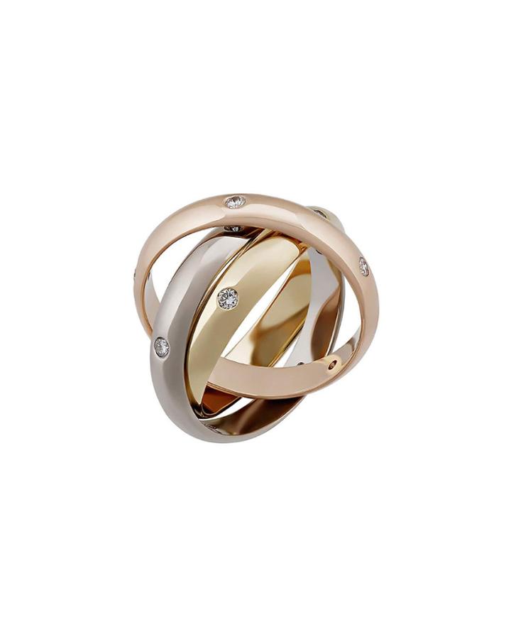 Estate 18k Constellation Tri-color Ring W/ Diamonds,
