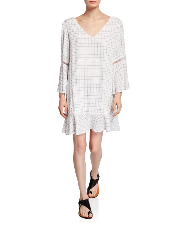 Almansa Check-print Ladder-stitch Dress