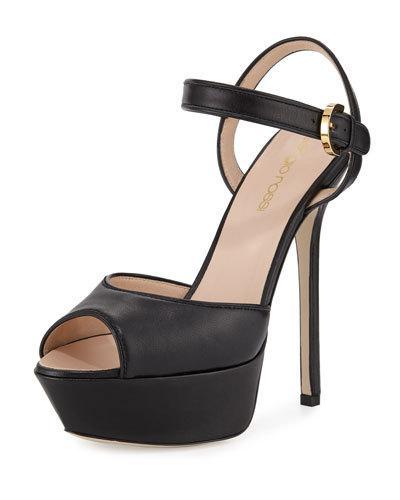 Peep-toe Platform Leather