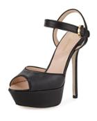 Peep-toe Platform Leather