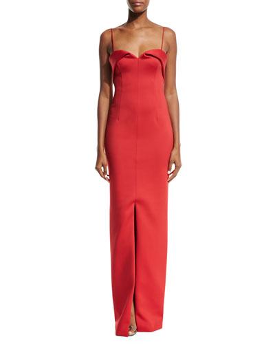 Bodhi Sleeveless Scuba Column Gown, Red