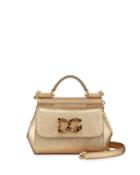 Metallic Leather Flap-top