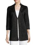 3/4-sleeve Embossed Jacket, Black