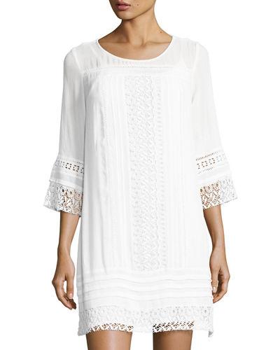 3/4-sleeves Crochet-trim Dress