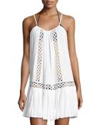 Crochet-inset Coverup Dress, White
