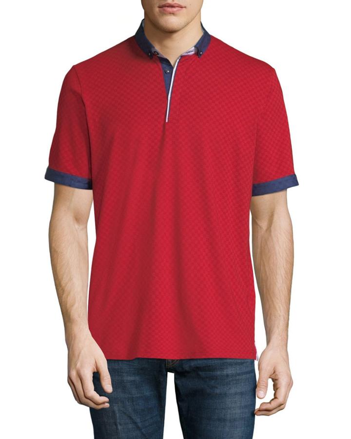Square-jersey Contrast-trim Polo