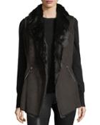 Faux-shearling Drape-front Vest