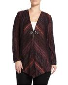 Long-sleeve Open Cardigan W/ Beaded Trim, Plum, Women's