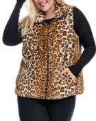 Plus Size Leopard Faux-fur Vest