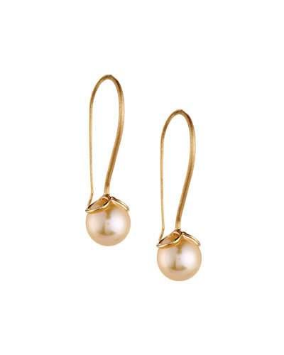 14k Matte 10mm Peach Pearl Drop Earrings