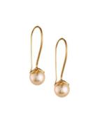 14k Matte 10mm Peach Pearl Drop Earrings