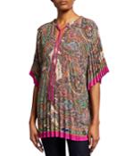 Pleated Paisley-print Poncho