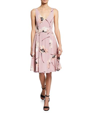Floral Pleated A-line Dress