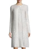 Adara Knit Jewel-neck Topper Coat, Alabaster/multi