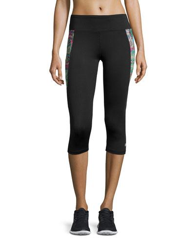 Print-panels Capri Leggings, Black/shifted