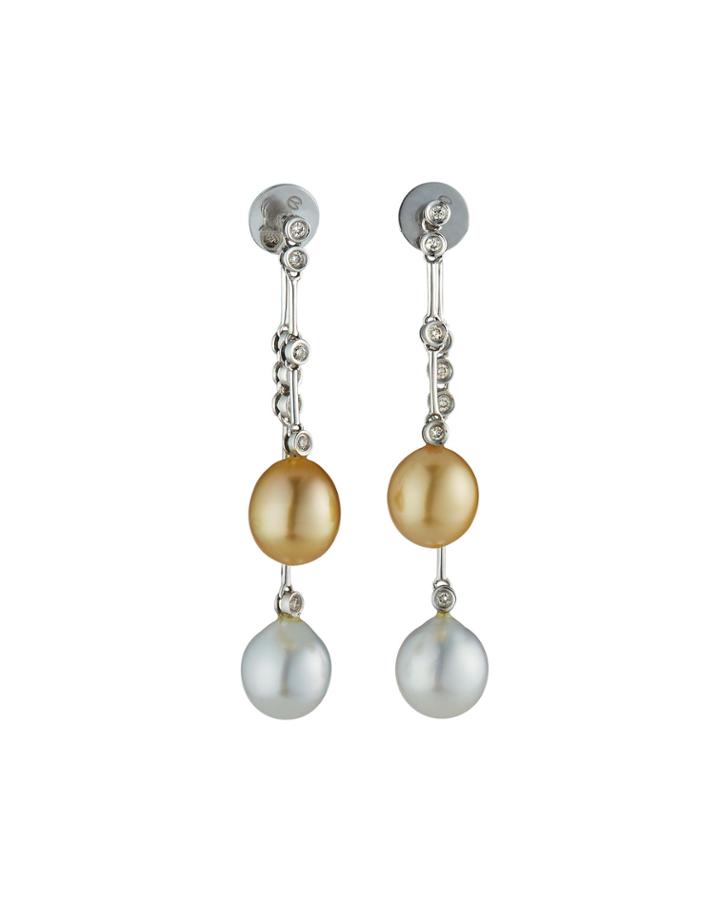 Classy Detachable Dangling Diamond And Pearl Earrings